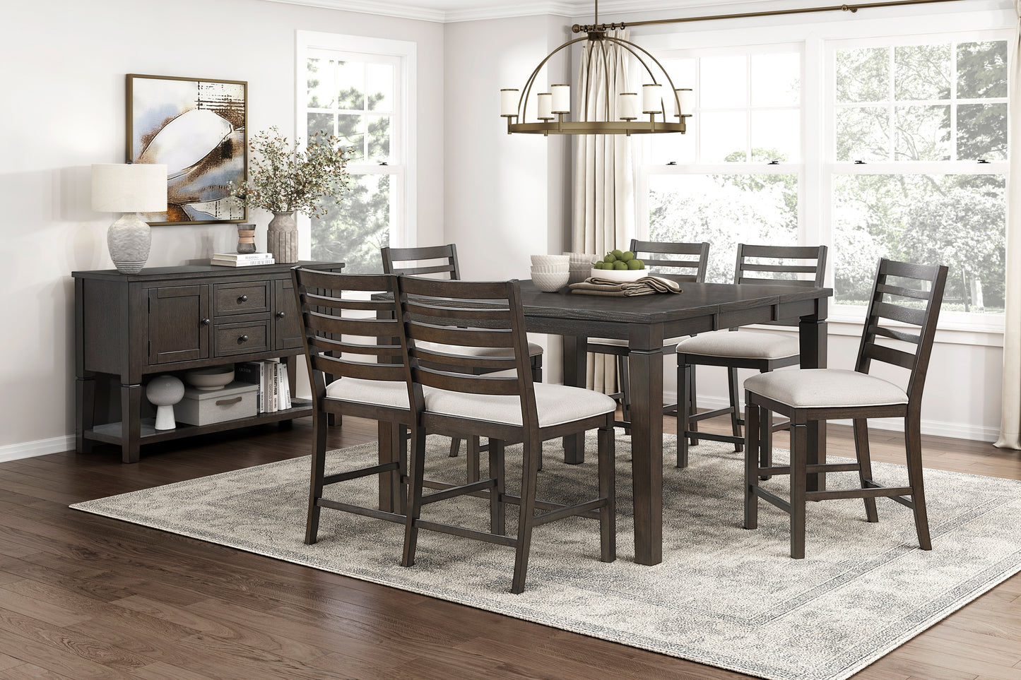 Victoria 6pcs Counter Set W/Bench DARK EXPRESSO