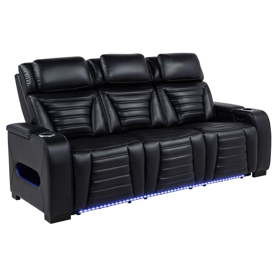 Zuma Power Reclining Sofa BLACK VINYL
