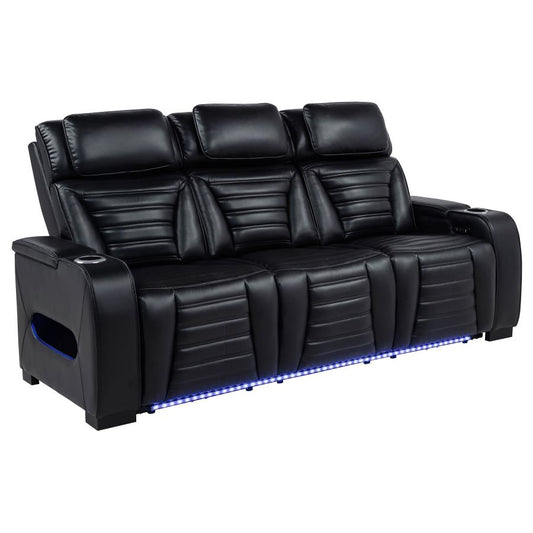 Zuma Power Reclining Sofa BLACK VINYL