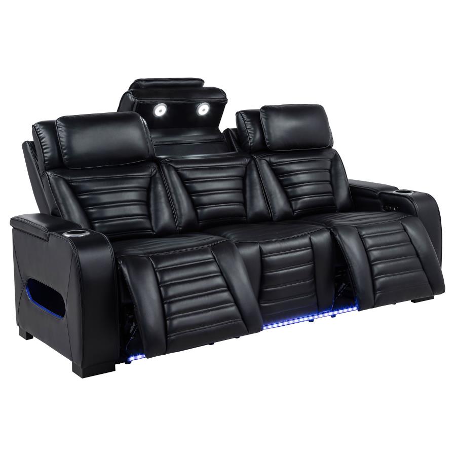 Zuma Power Reclining Sofa BLACK VINYL