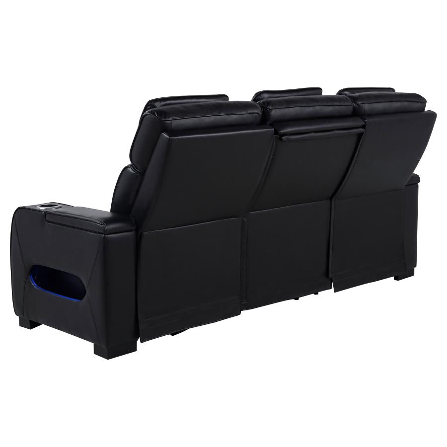 Zuma Power Reclining Sofa BLACK VINYL