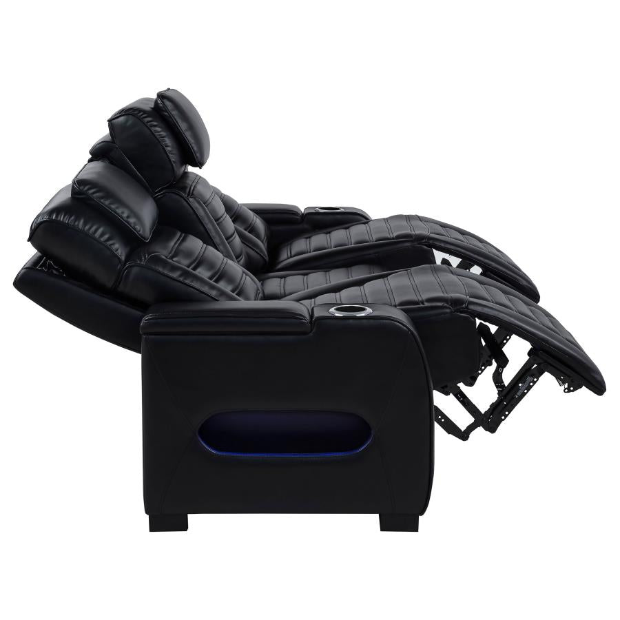 Zuma Power Reclining Sofa BLACK VINYL
