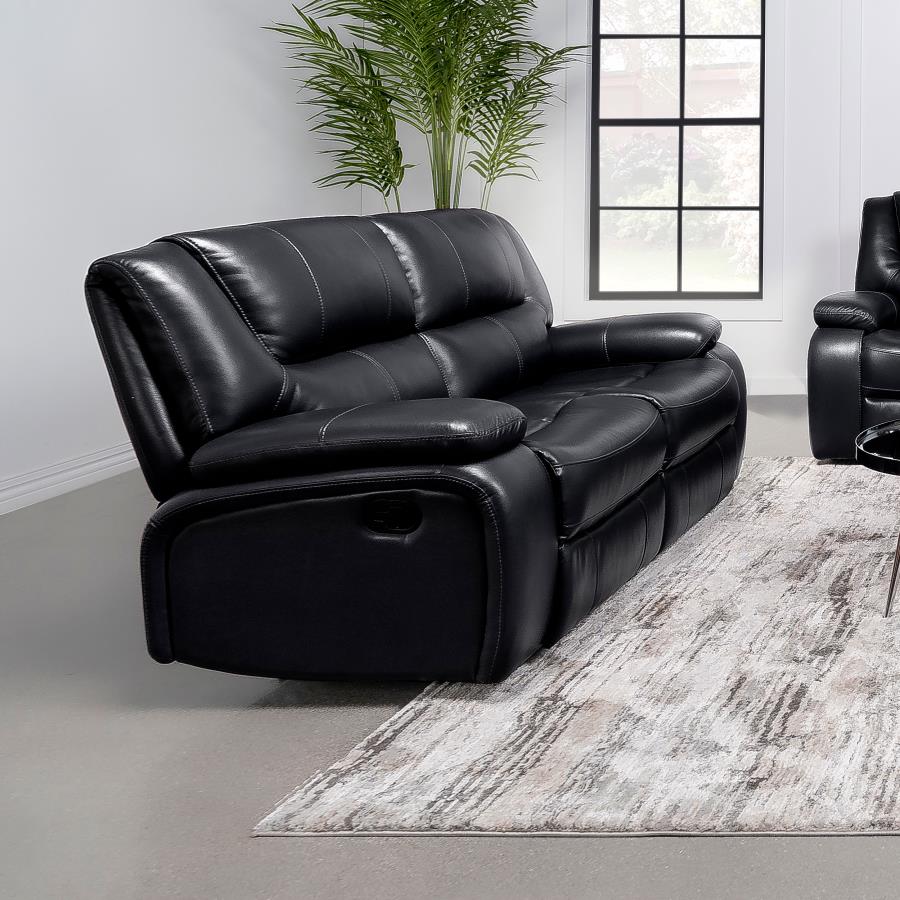 Camilla Reclining Loveseat BLACK VINLY