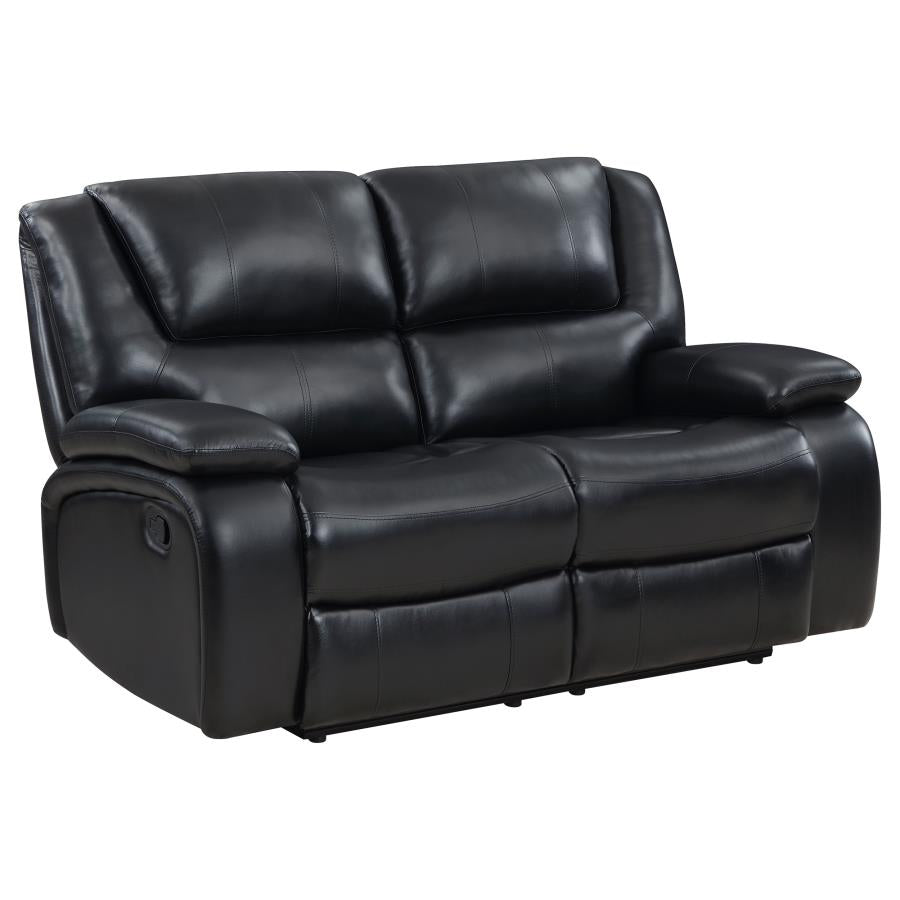 Camilla Reclining Loveseat BLACK VINLY
