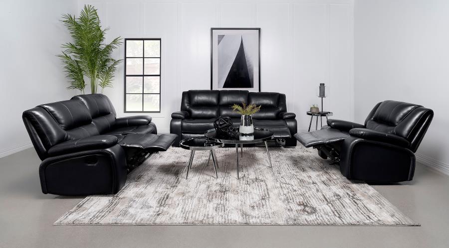 Camilla Reclining Loveseat BLACK VINLY