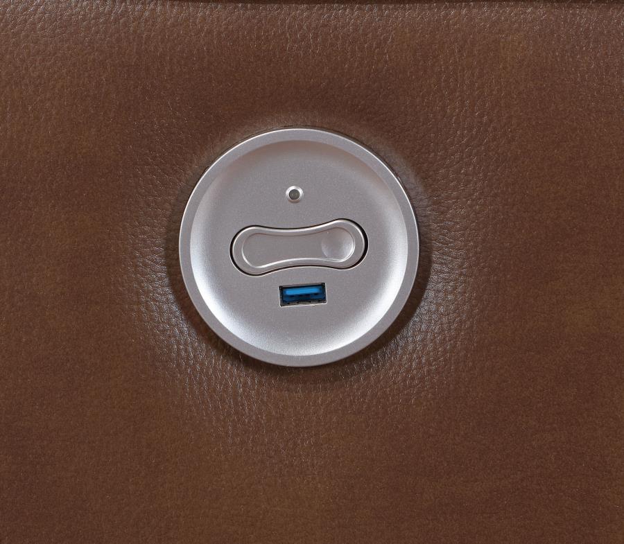 Greenfield Power Reclining Loveseat SADDLE BROWN