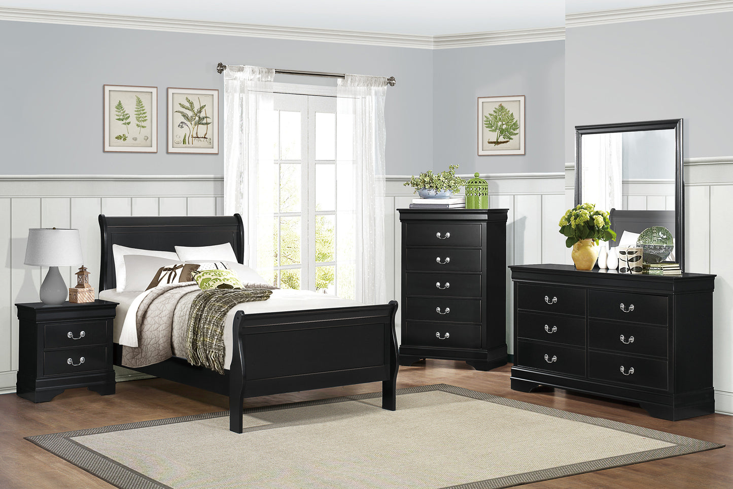Mayville Twin Sleigh Bed BLACK