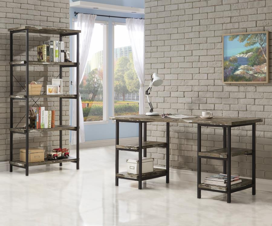KEMPER 59-INCH 4-SHELF WRITING DESK WEATHERED BROWN