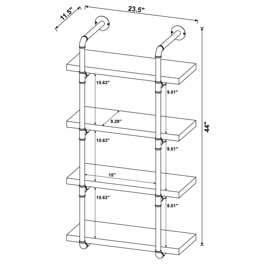 ELMCREST 24-INCH 4-SHELF WALL BOOKSHELF RUSTIC OAK