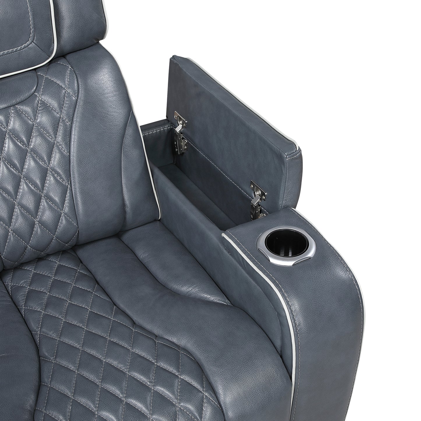 Apex Power Reclining Sofa W/ Heat & Massage BLUE LEATHER