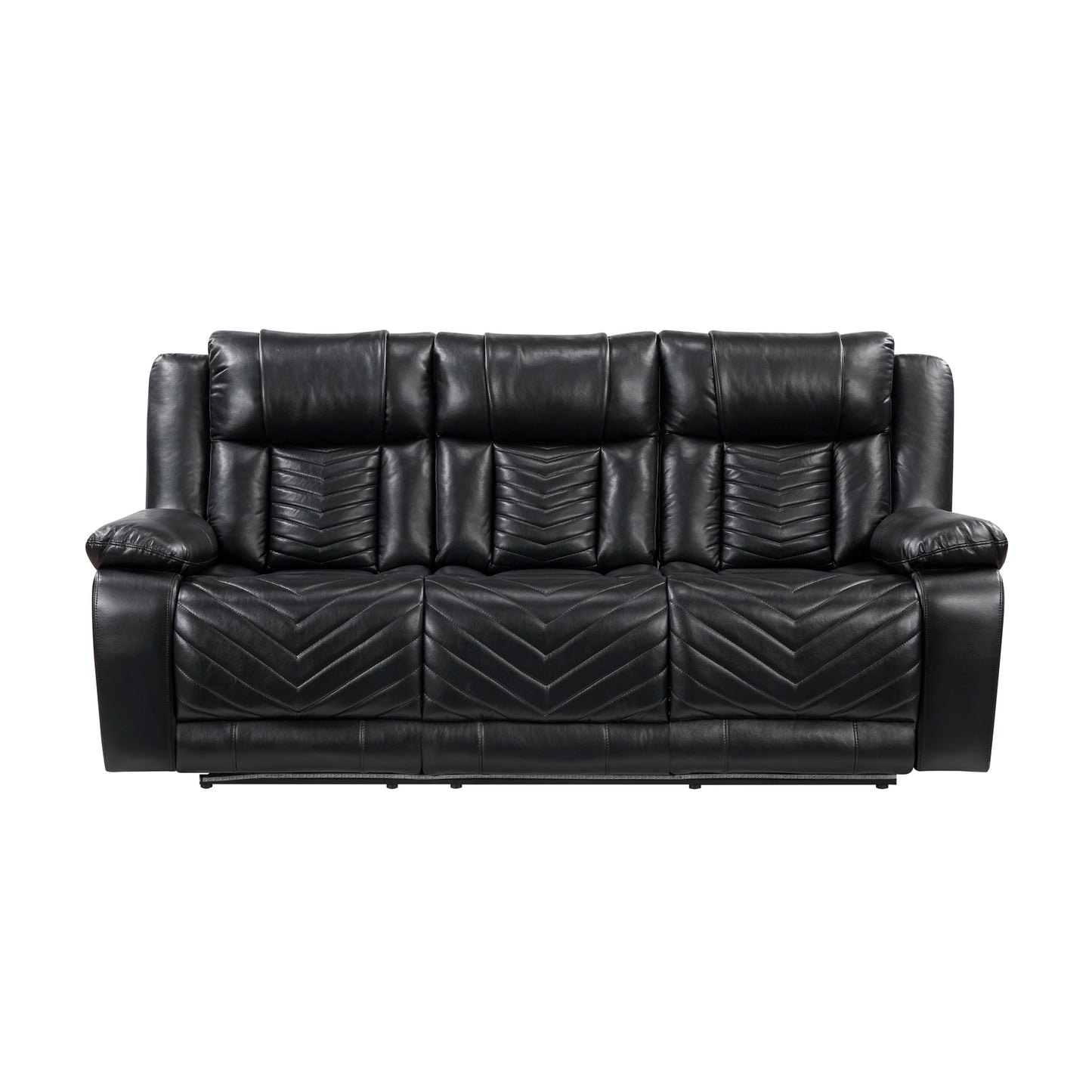 Huron Power Reclining Sofa BLACK VINLY