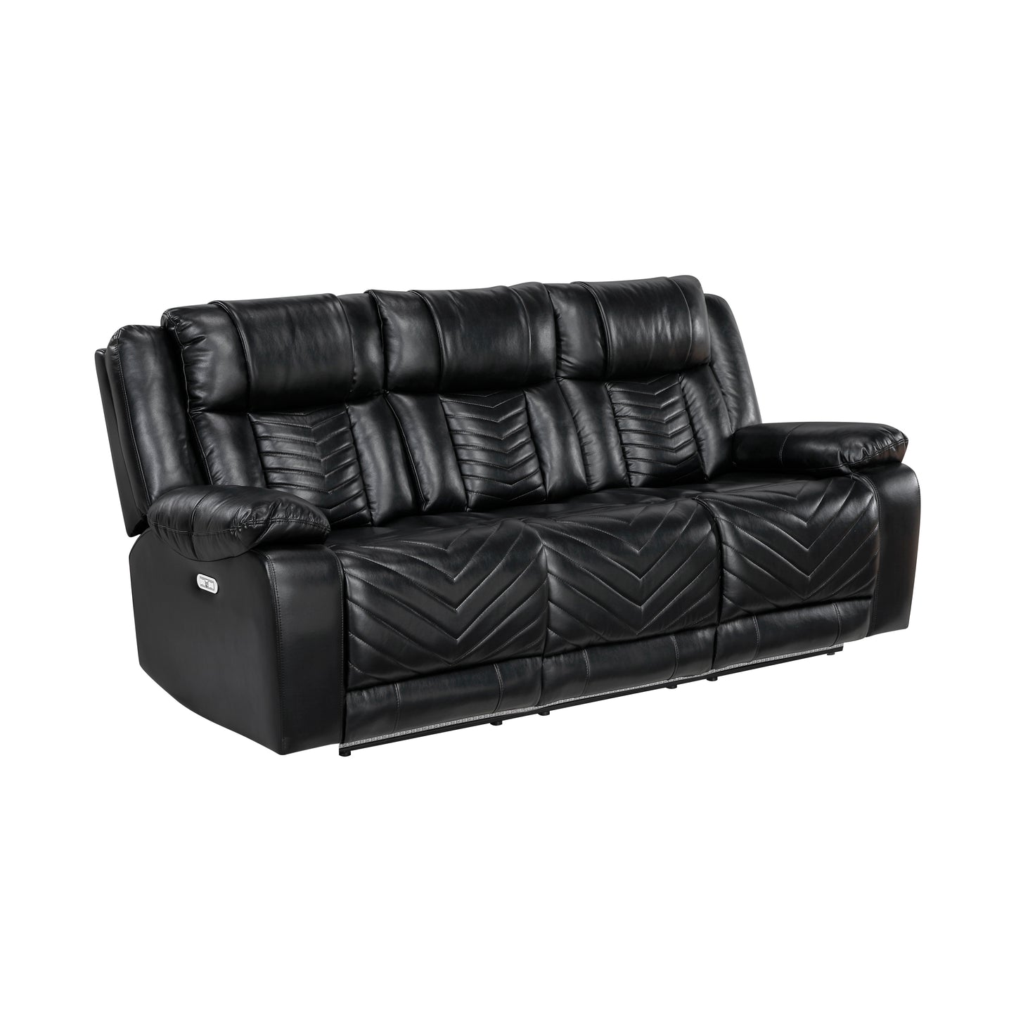 Huron Power Reclining Sofa BLACK VINLY