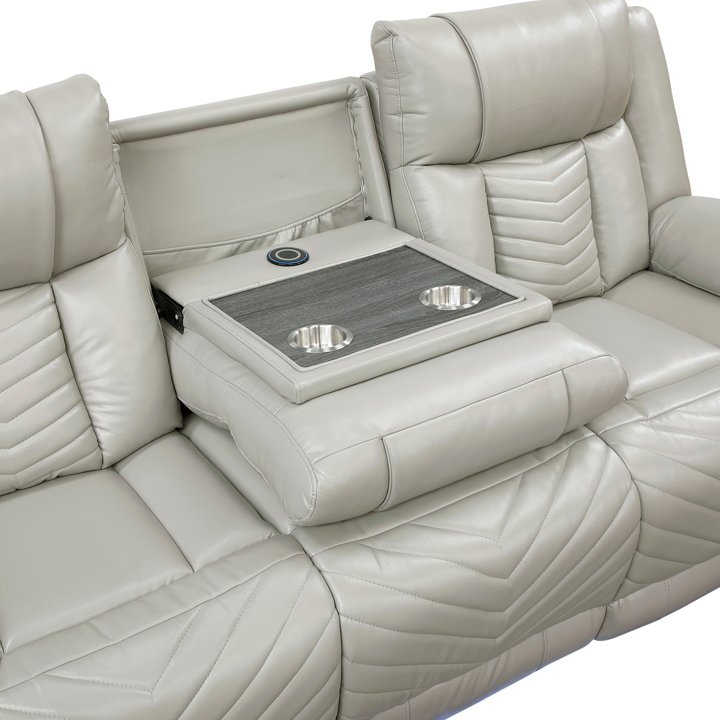 Huron Power Reclining Sofa GREY VINYL