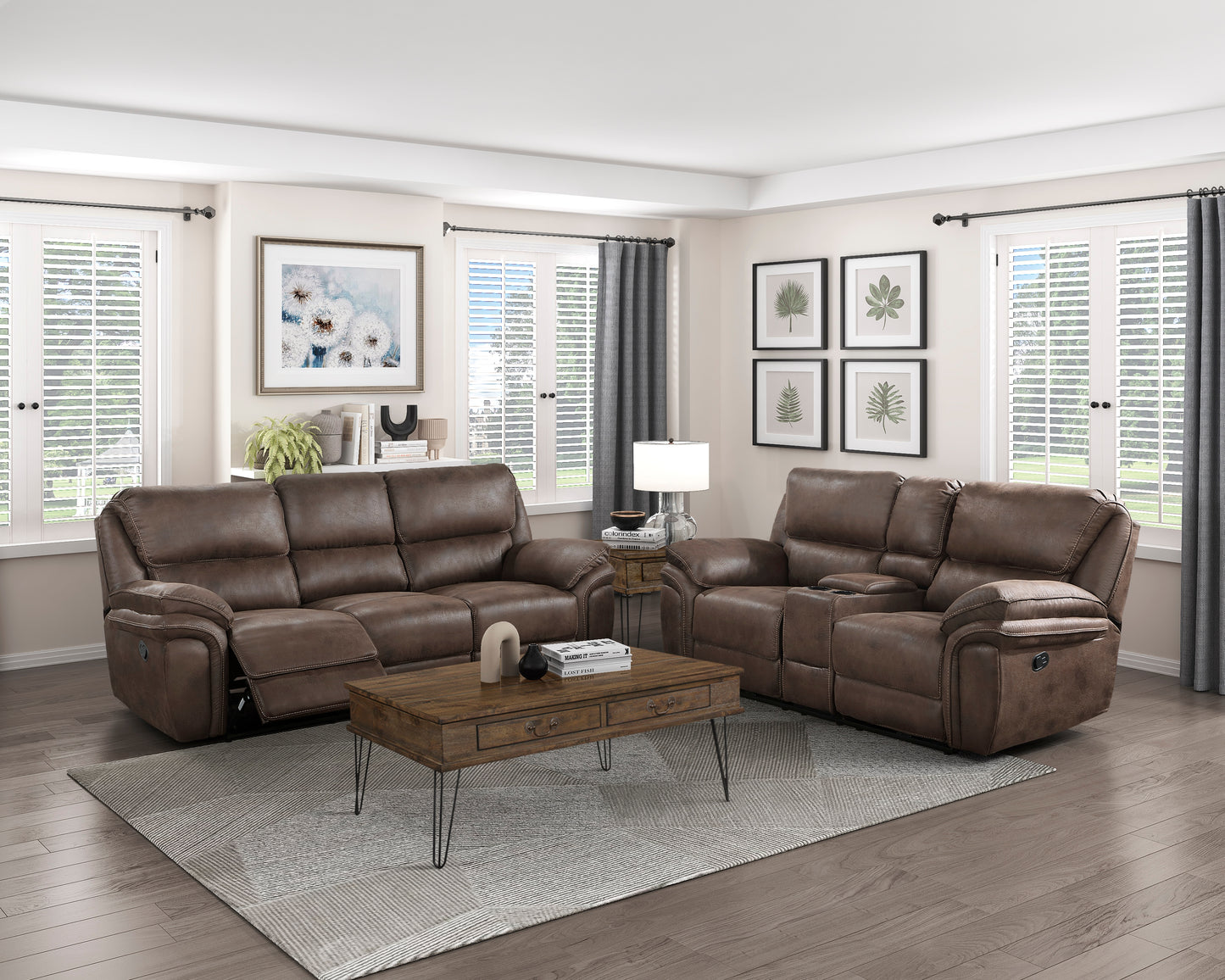 Proctor Reclining Sofa BROWN MICROFIBER