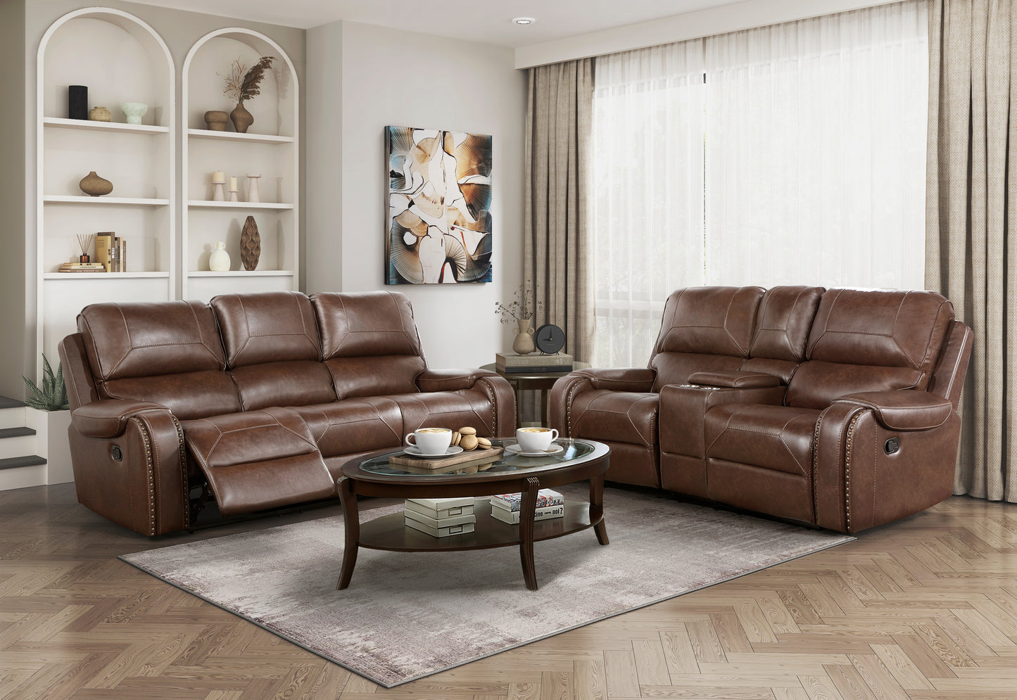 Newnan Reclining Sofa BROWN VINYL