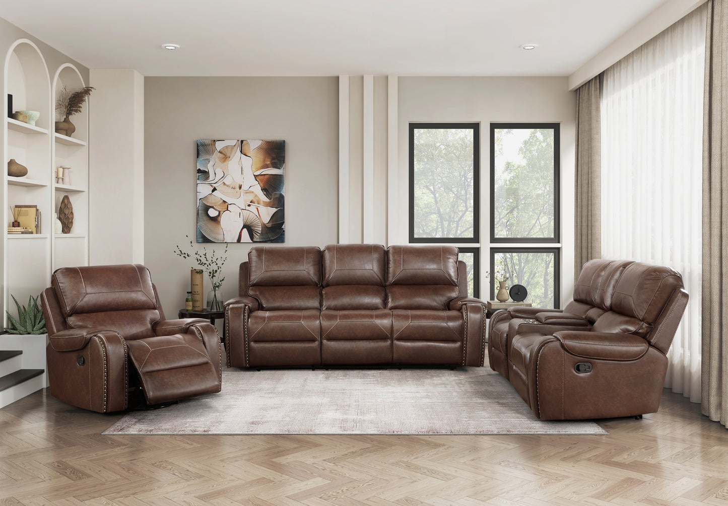 Newnan Reclining Sofa BROWN VINYL