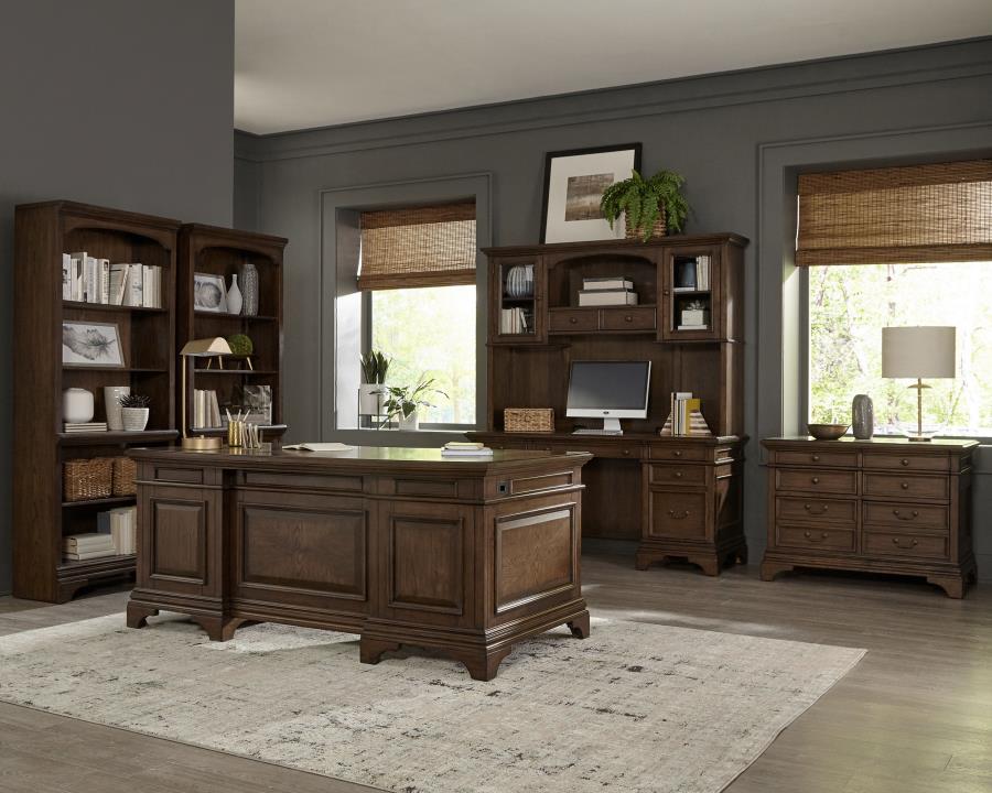 HARTSHILL 72-INCH 7-DRAWER EXECUTIVE DESK BURNISHED OAK