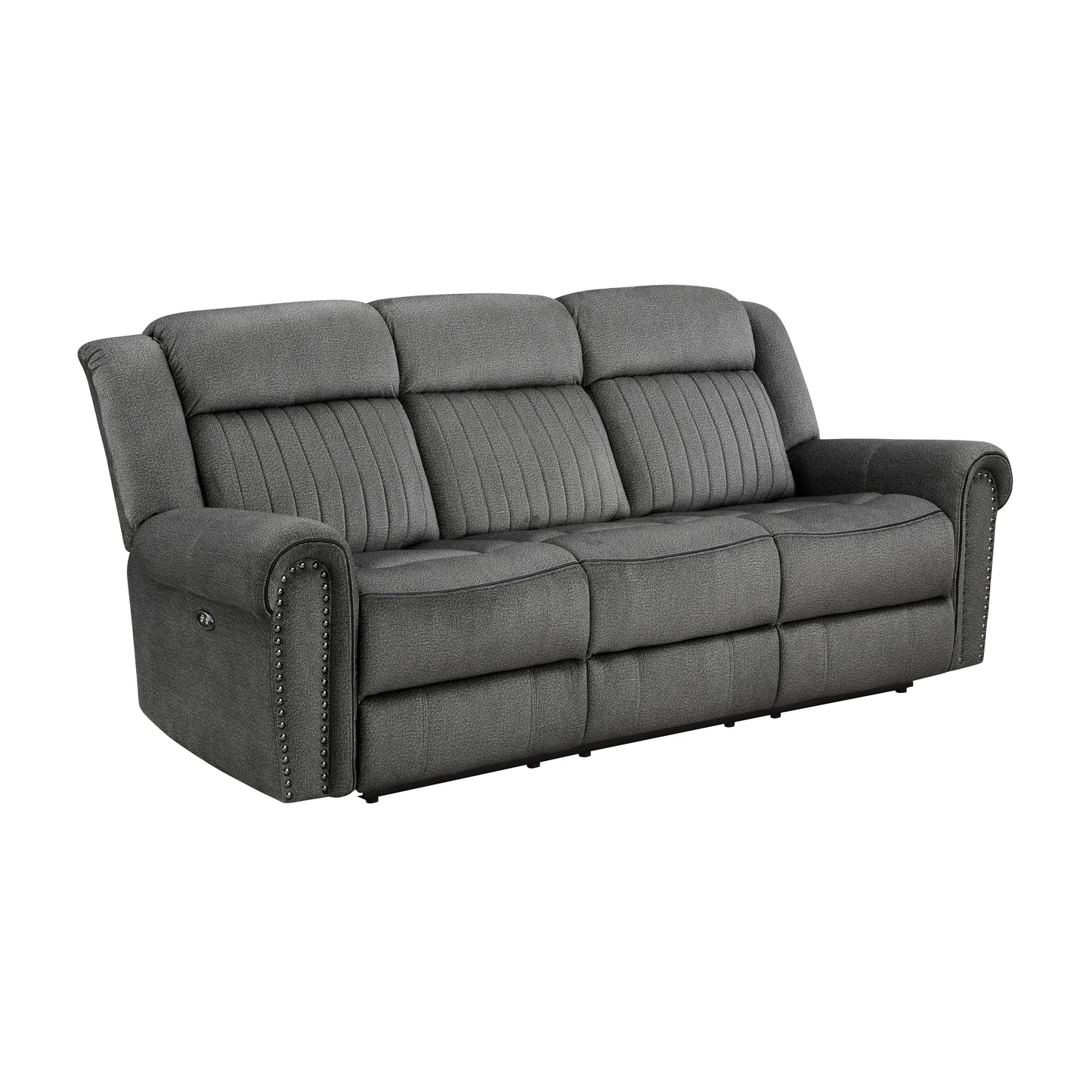 Brennen Power Reclining Sofa CHARCOAL MICROFIBER