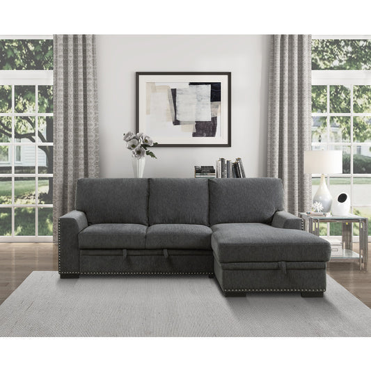 Morelia Sectional W/Sleeper & Storage CHARCOAL
