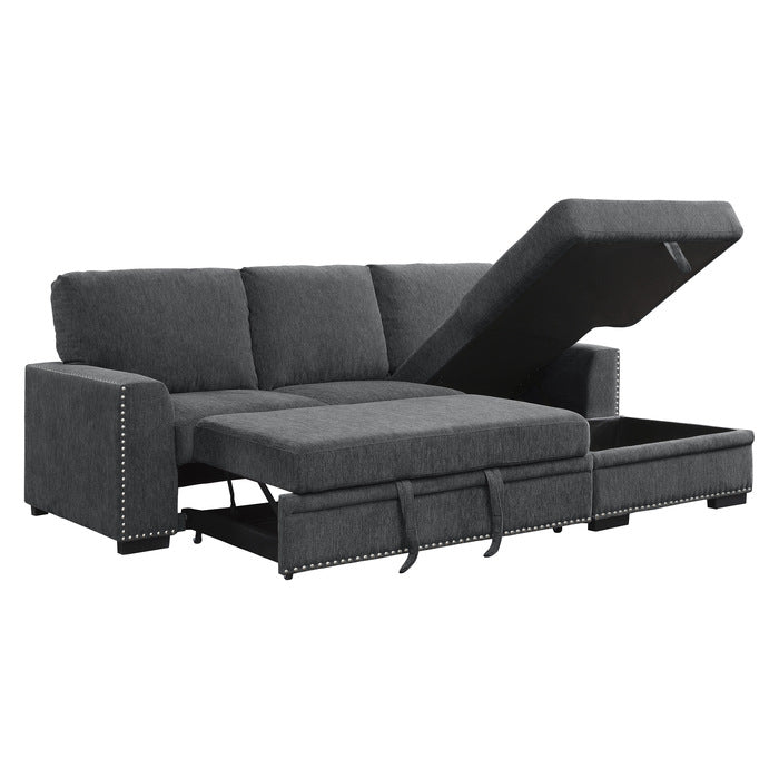 Morelia Sectional W/Sleeper & Storage CHARCOAL