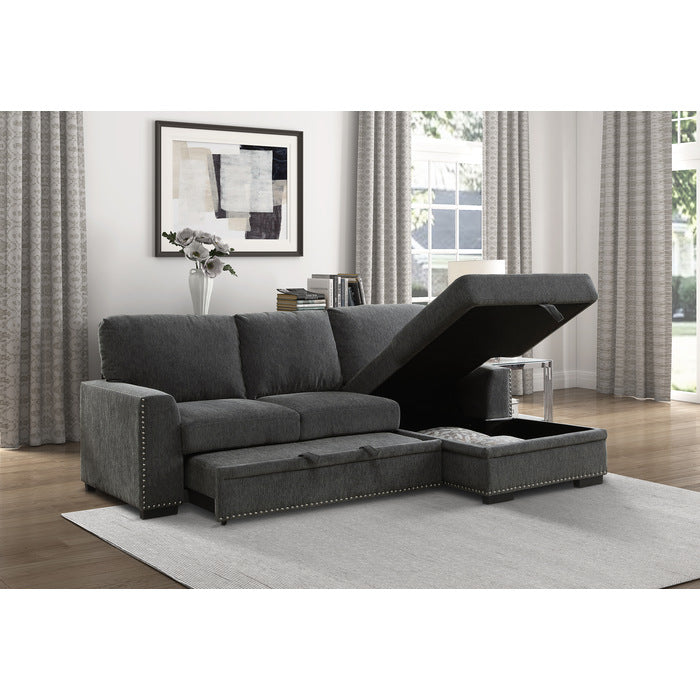 Morelia Sectional W/Sleeper & Storage CHARCOAL