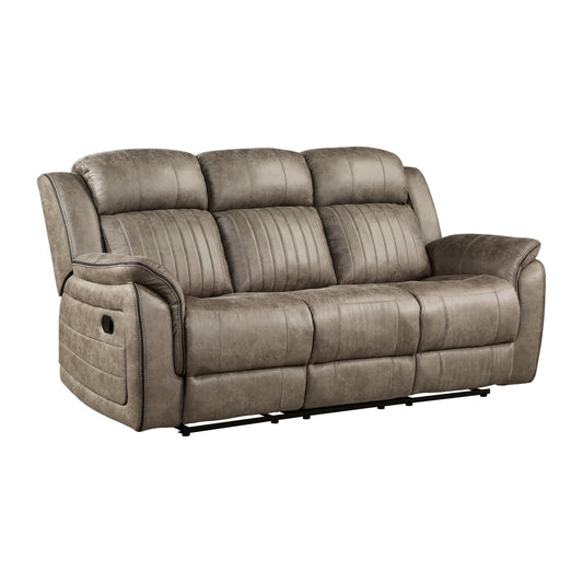 Centeroak Reclining Sofa SANDY OAK MICROFIBER