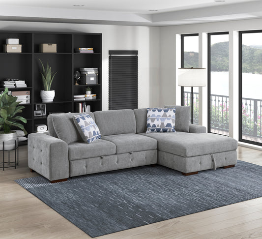 Raife Sleeper Sectional LEFT OR RIGHT CHAISE GREY