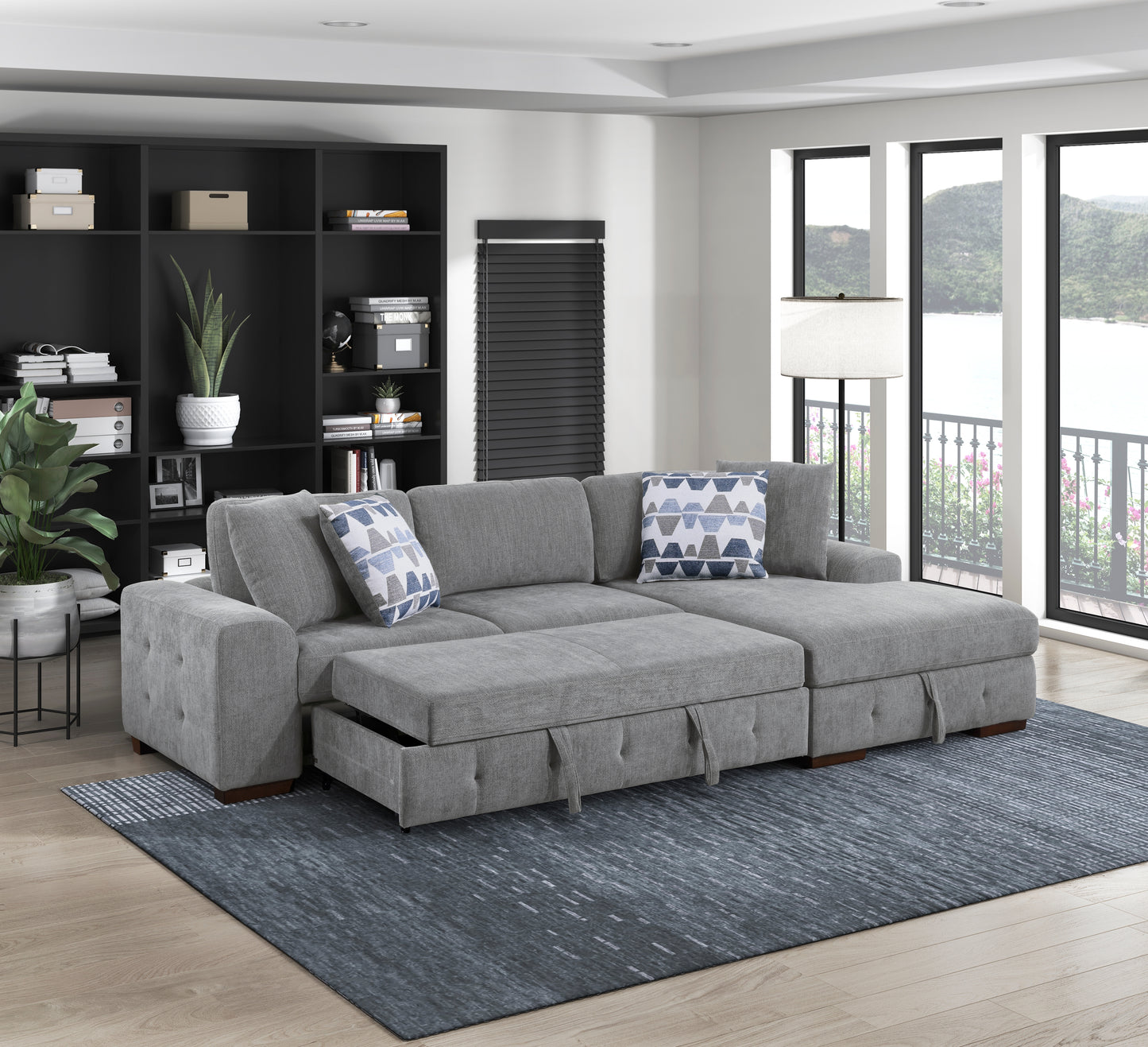 Raife Sleeper Sectional LEFT OR RIGHT CHAISE GREY
