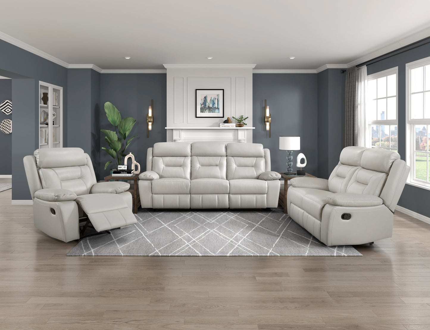 Laconia Reclining Sofa SILVER LEATHER