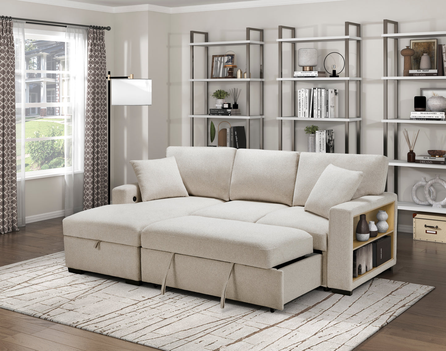 Pompano Sleeper Sectional LEFT OR RIGHT CHAISE BEIGE