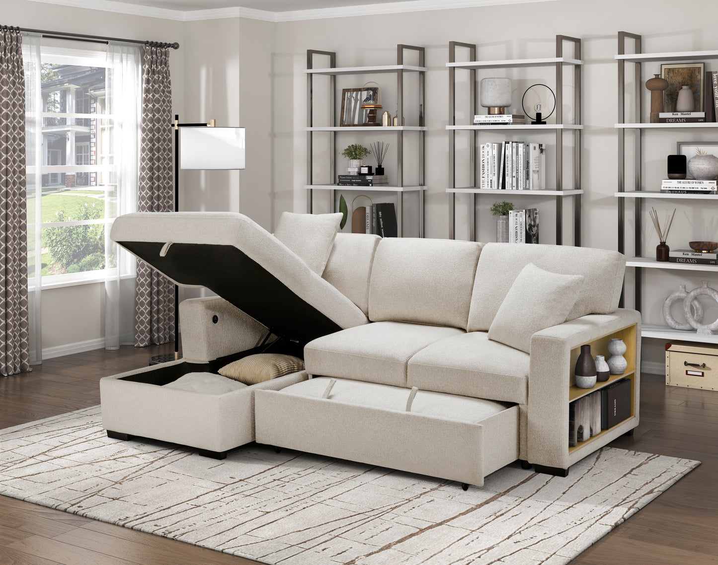 Pompano Sleeper Sectional LEFT OR RIGHT CHAISE BEIGE