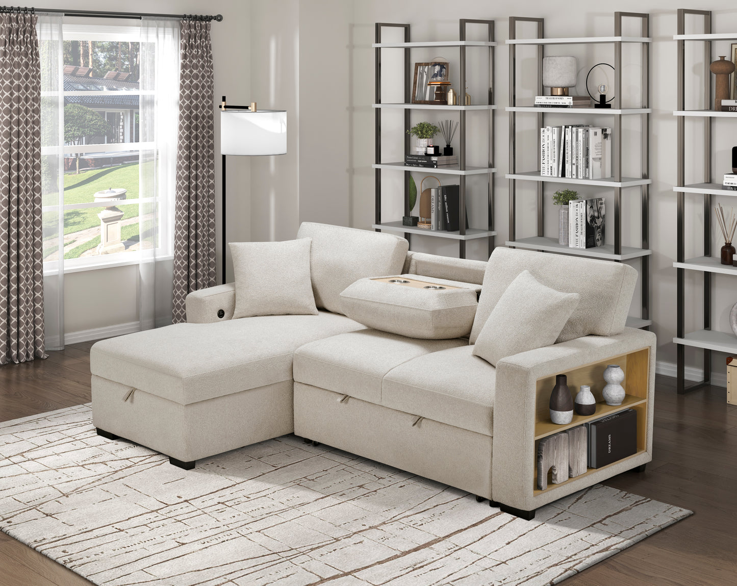 Pompano Sleeper Sectional LEFT OR RIGHT CHAISE BEIGE