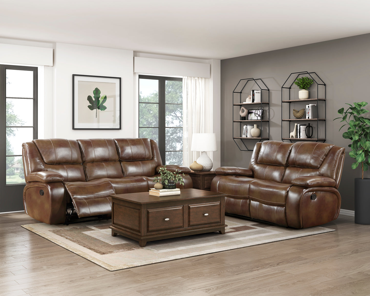 Ellicott Reclining Sofa BROWN LEATHER