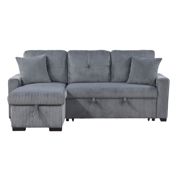 Rhett Sectional W/Sleeper & Storage REVERSIBLE CHAISE-DARK GREY