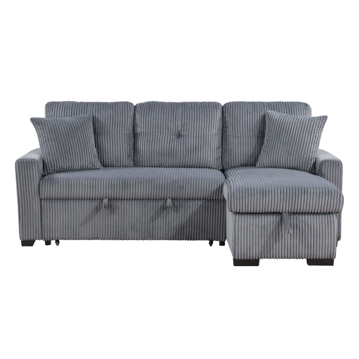 Rhett Sectional W/Sleeper & Storage REVERSIBLE CHAISE-DARK GREY
