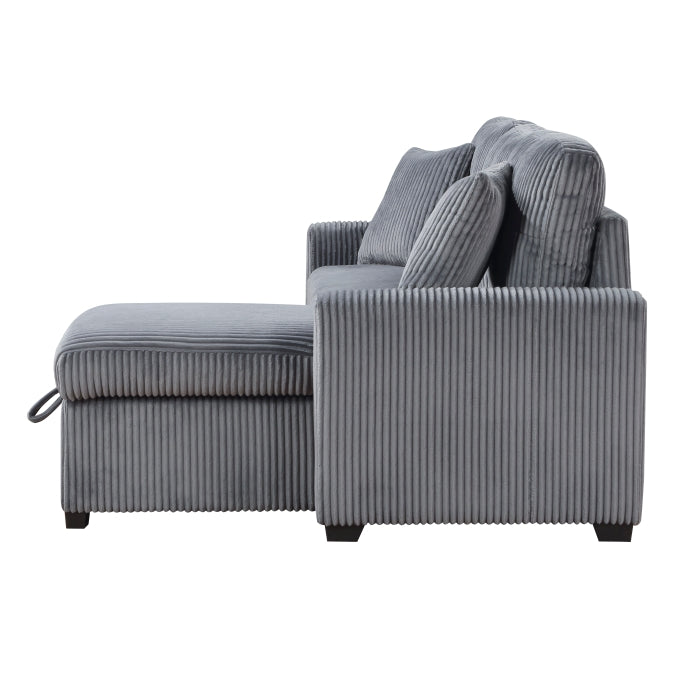 Rhett Sectional W/Sleeper & Storage REVERSIBLE CHAISE-DARK GREY