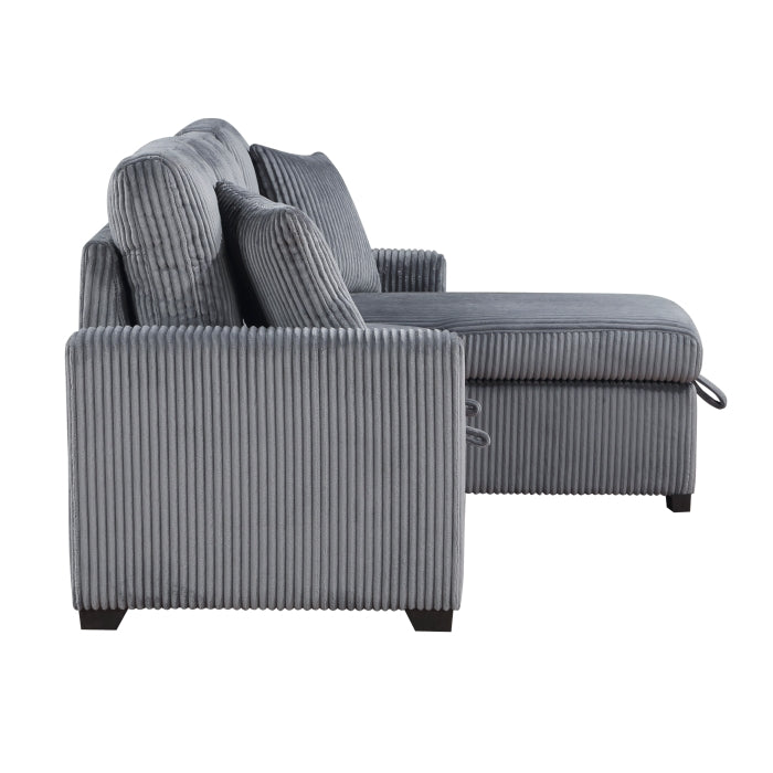 Rhett Sectional W/Sleeper & Storage REVERSIBLE CHAISE-DARK GREY