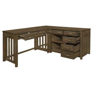 Blanche 3pc Corner Desk (Desk+Corner+Credenza) BROWN GREY