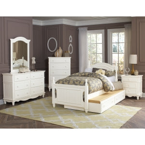 ClementineTwin Platform Bed with Twin Trundle WHITE