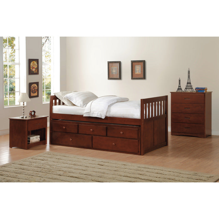Rowe Twin/Twin Trundle Storage Platform Bed DARK CHERRY