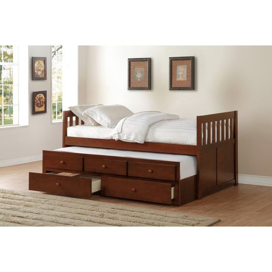 Rowe Twin/Twin Trundle Storage Platform Bed DARK CHERRY