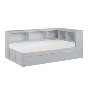 Orion Twin Bookcase Corner Platform Bed with Twin Trundle