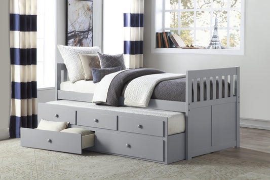 Orion Twin/Twin Trundle Storage Platform Bed GREY