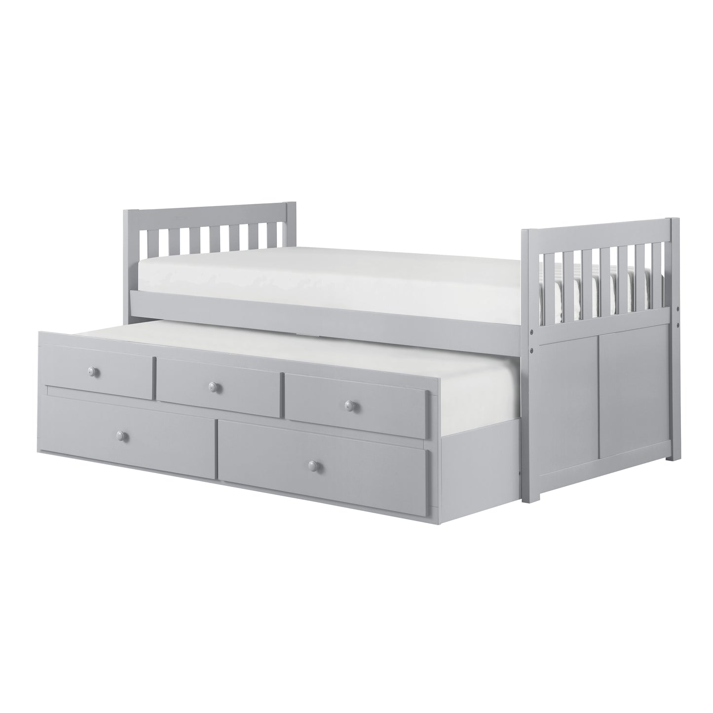 Orion Twin/Twin Trundle Storage Platform Bed GREY