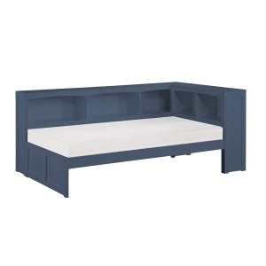NoraTwin Bookcase Corner Platform Bed BLUE