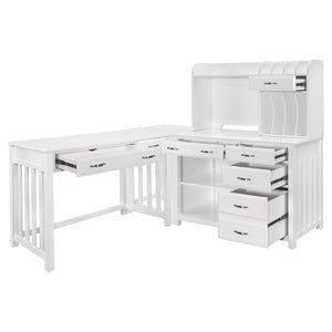 Blanche 4pc Corner Desk (Desk+Corner+Credenza+Hutch) WHITE