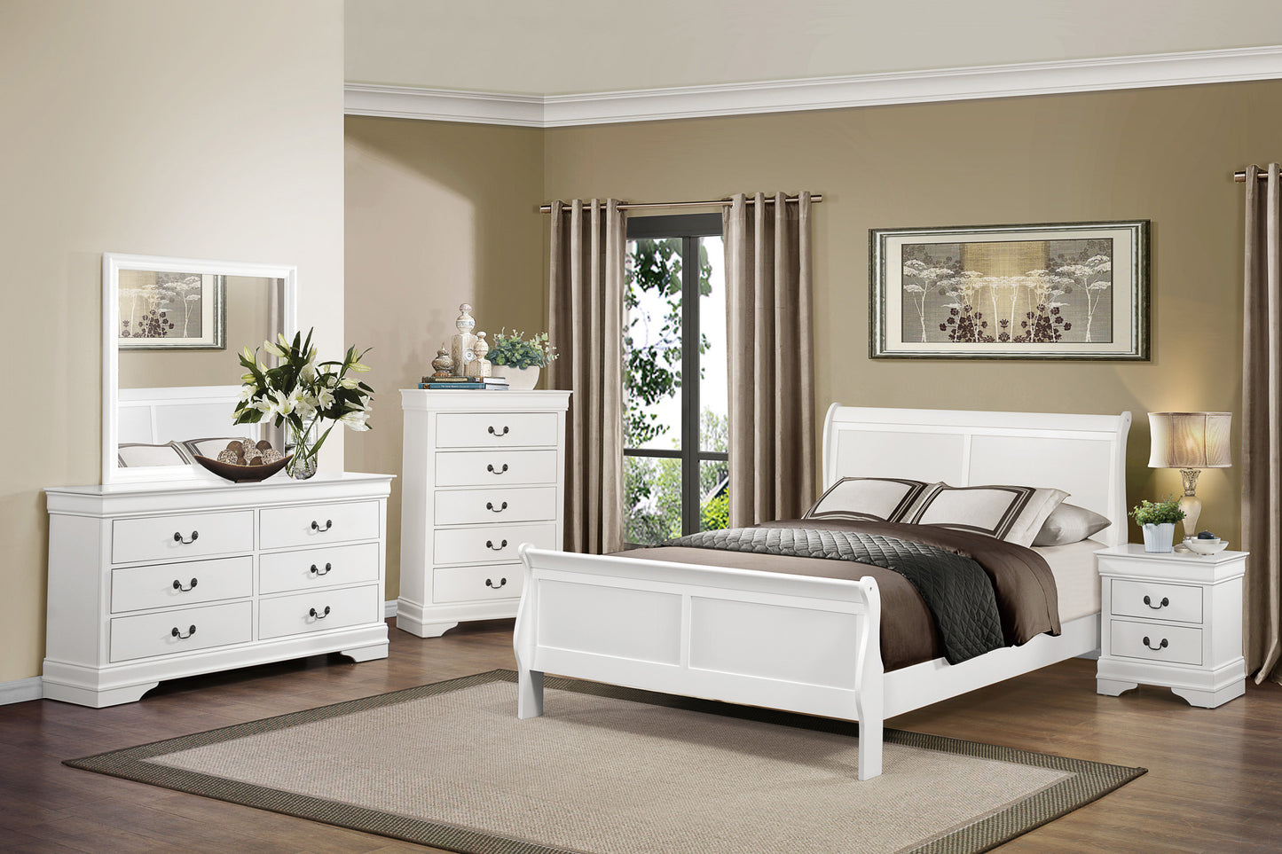 Mayville Queen Sleigh Bed WHITE