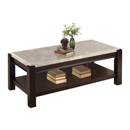 Festus Marble Coffee Table DARK CHERRY
