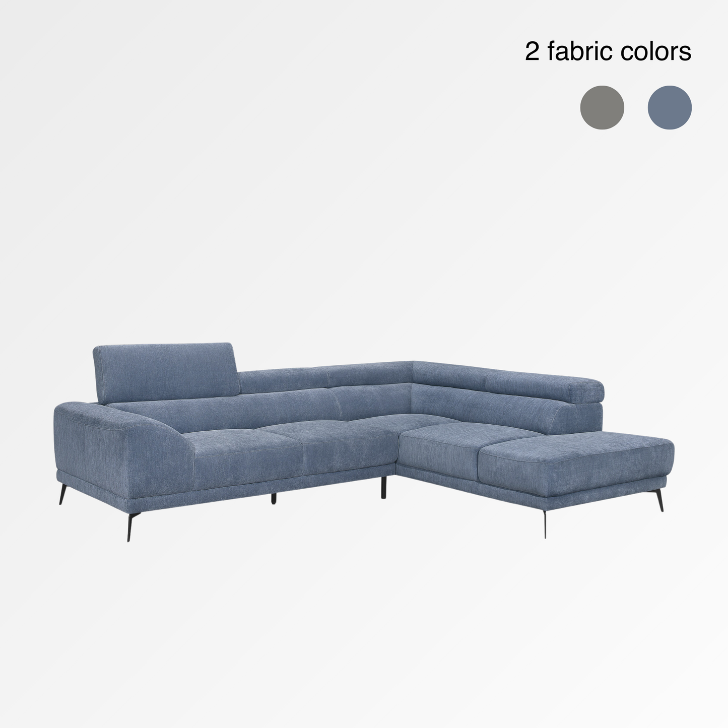 Anna 2-Piece Fabric Sectional (Blue)