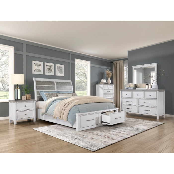 Ambrose Queen Storage Platform Bed ANITIQUE WHITE/GREY